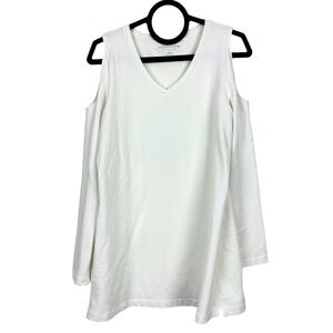 Soft Surroundings Morgan Top Small White Cold Shoulder French Terry Cottagecore